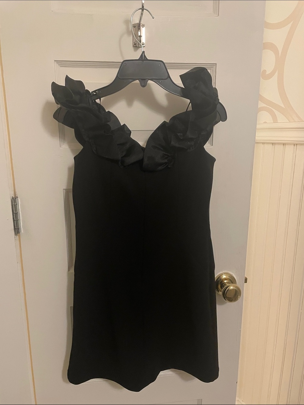 Lulu's Black Ruffle-Shoulder Mini Dress - Picture 2 of 5
